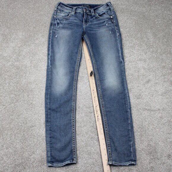 Silver Joga Suki Mid Skinny Jeans Womens 29x31 Blue 5-Pocket Stretch Denim - Picture 3 of 16